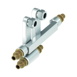 Блок подключения трубок 15мм до радиаторов, никелированный, в комплекте с двумя накидными гайками, заглушка х 15 х 16мм  Tece 730135